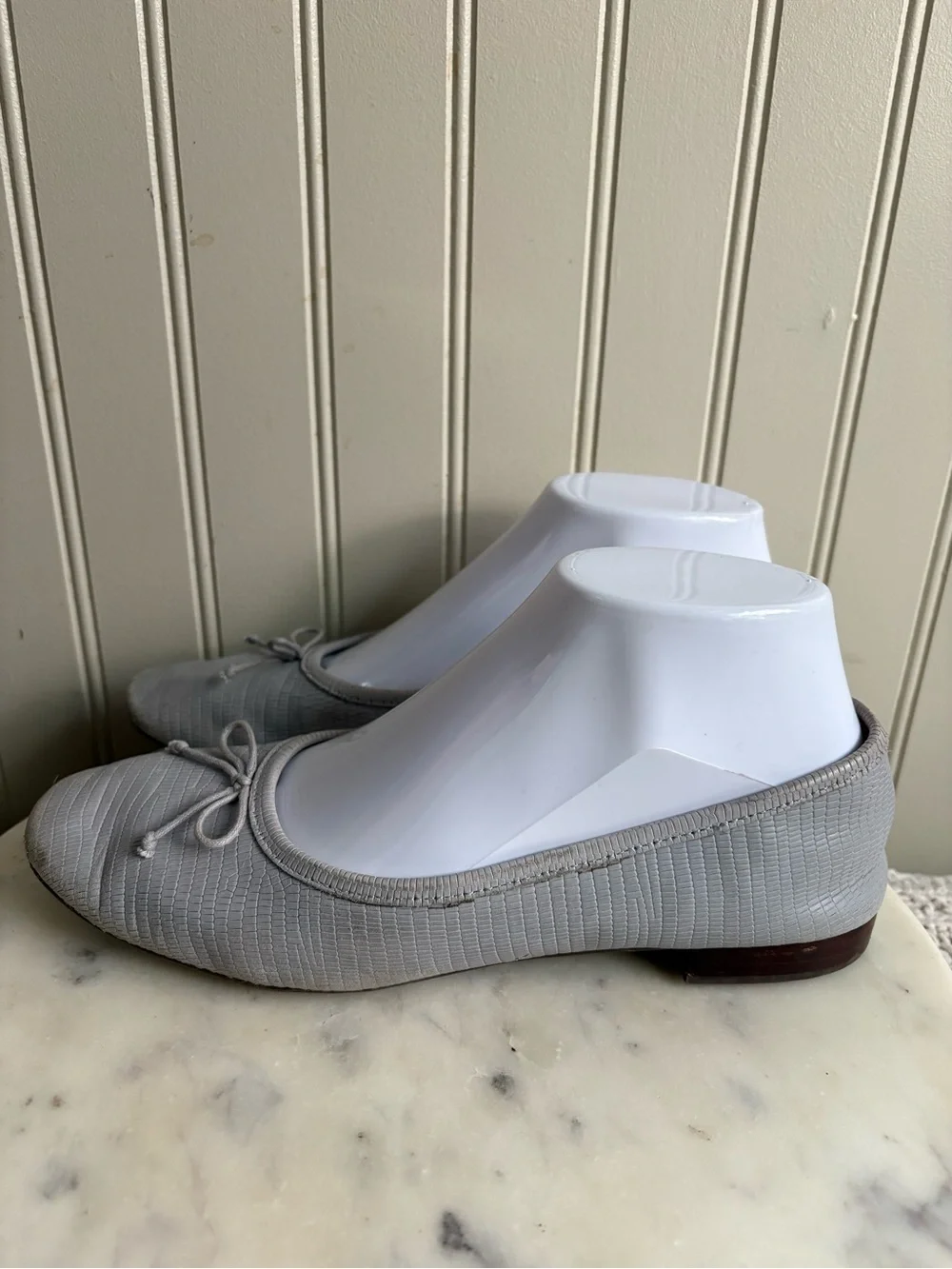 Madewell Leather Adelle Bow Ballet Flats Women’s 7 Gray Embossed Casual Designer - Picture 4 of 11